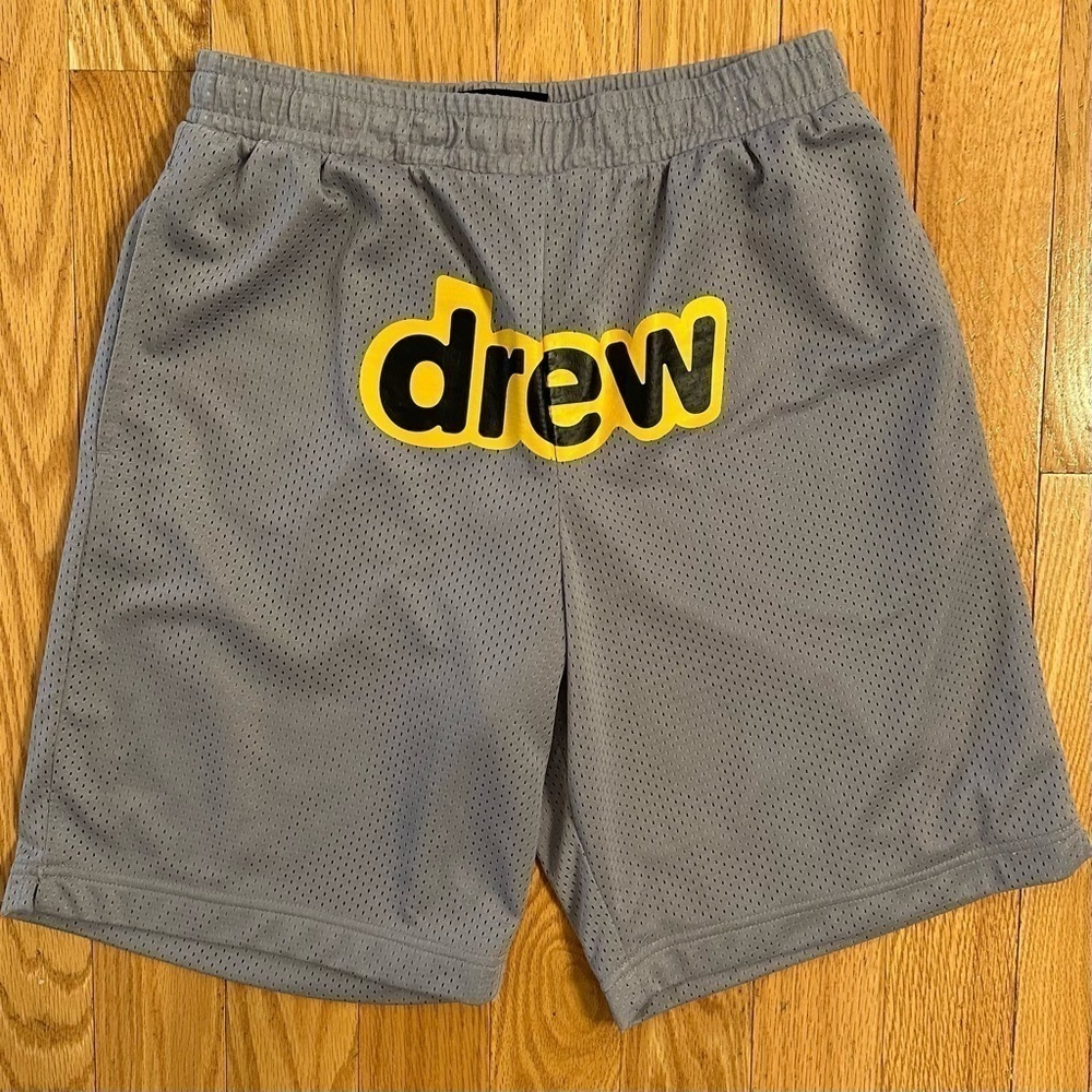 Drew House Justin Bieber Mesh Gym Shorts Gray w. Yellow Logo S